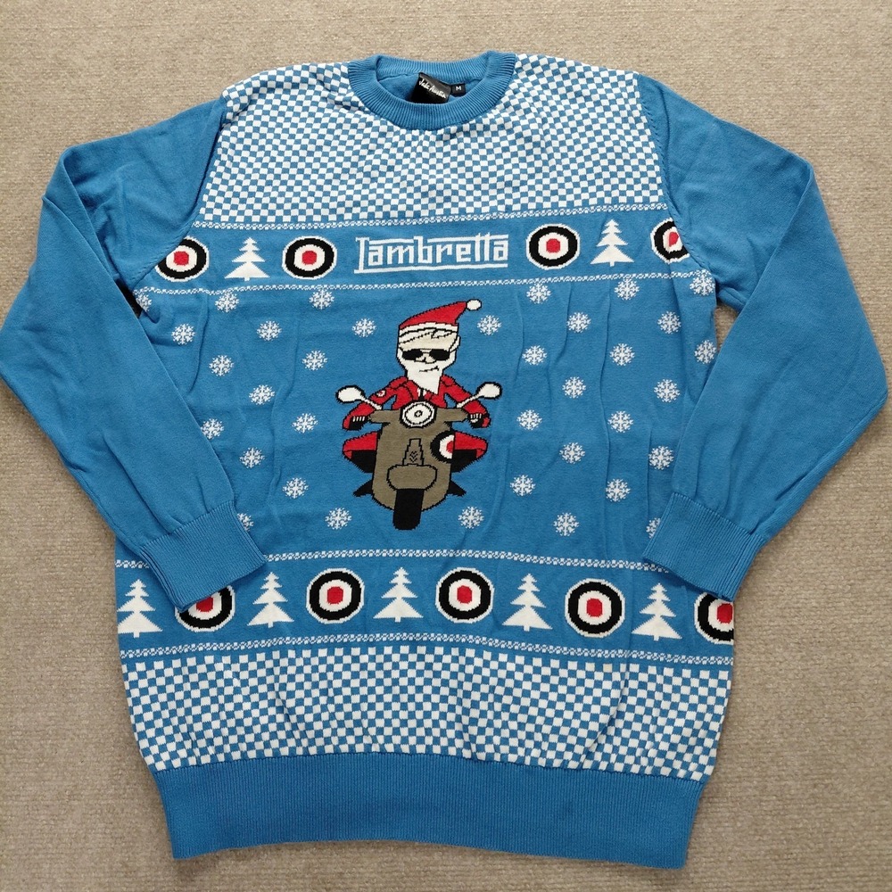 Lambretta Jake Austin Mens MEDIUM Lambretta Christmas Ugly Santa Scooter Sweater